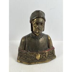 1925 Dante Bronze Clad Gotham Art Pompeian Bronze Bookend New York